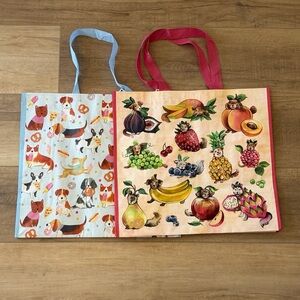 Dog print reusable tote bag bundle